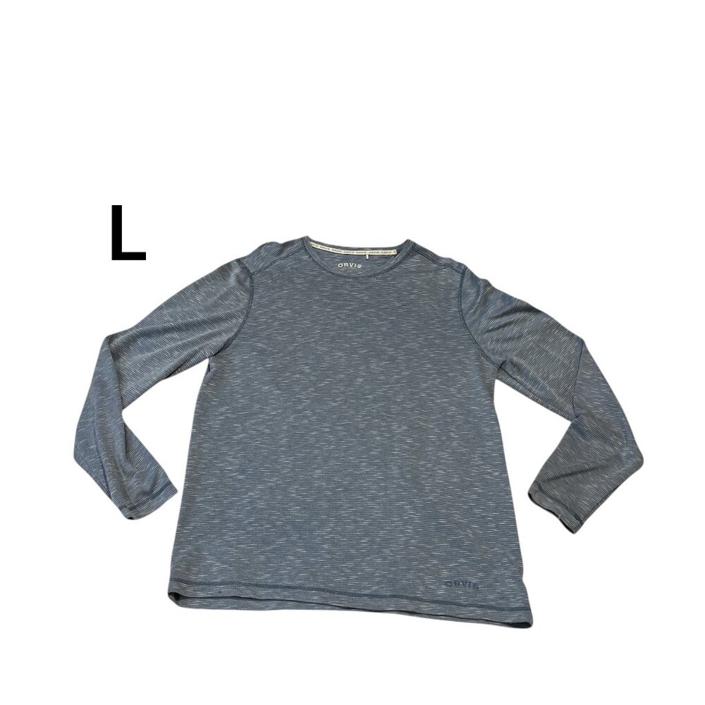 ORVIS Men's Long Sleeved Pullover Shirt Size Large Blue White
